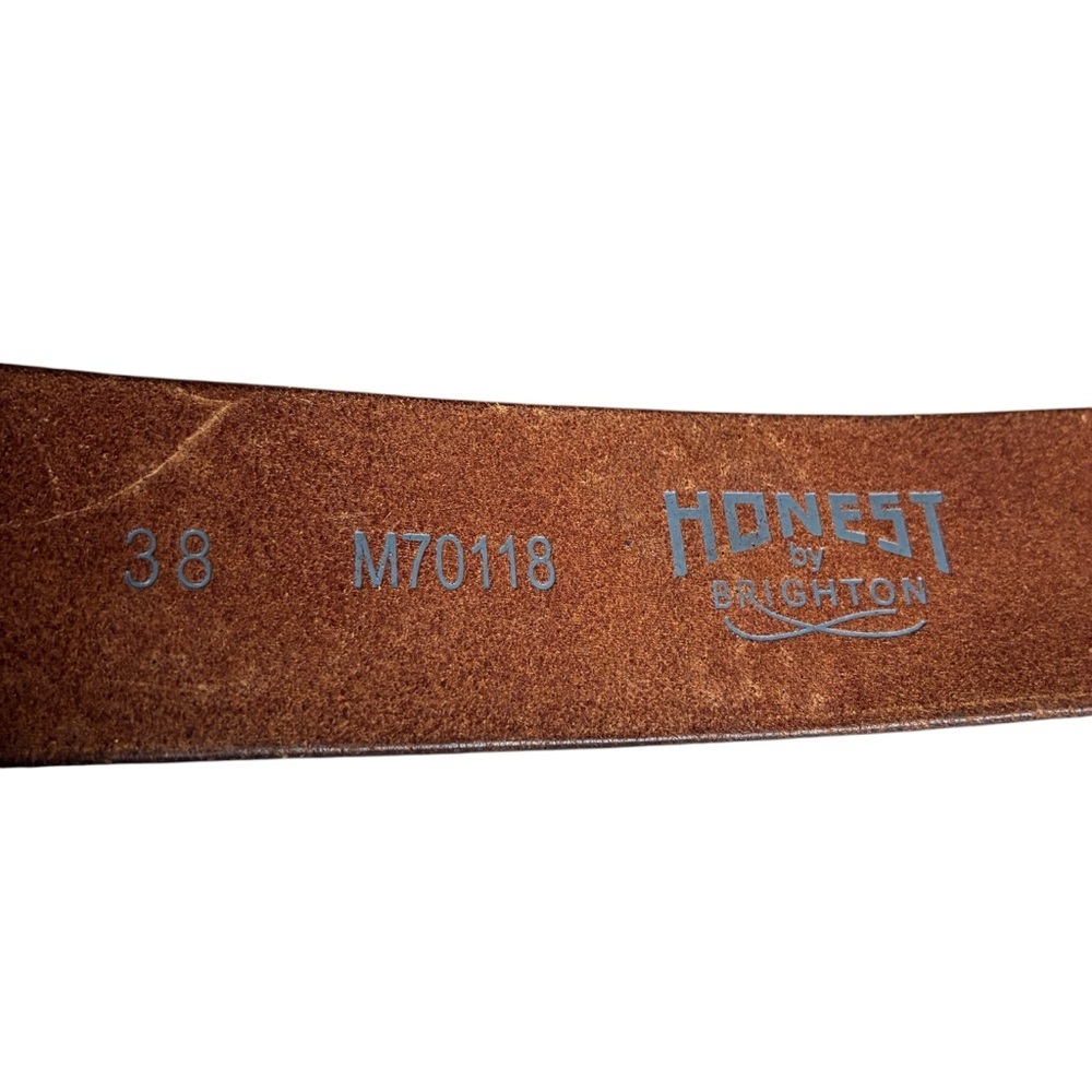 Honest By Brighton Tooled Leather Studded Belt Brown - Picture 6 of 11